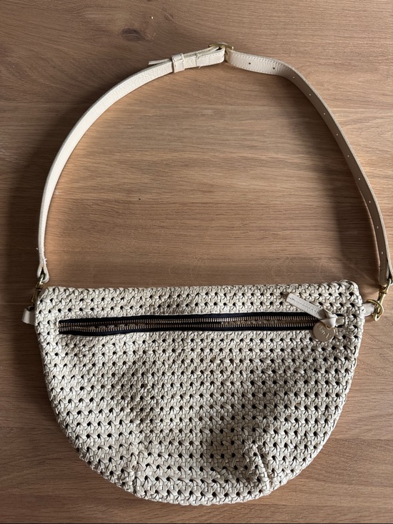 Clare V. Handbags - Woven Cream Crossbody/Fanny Bag with Front Zip and Adjustable Strap